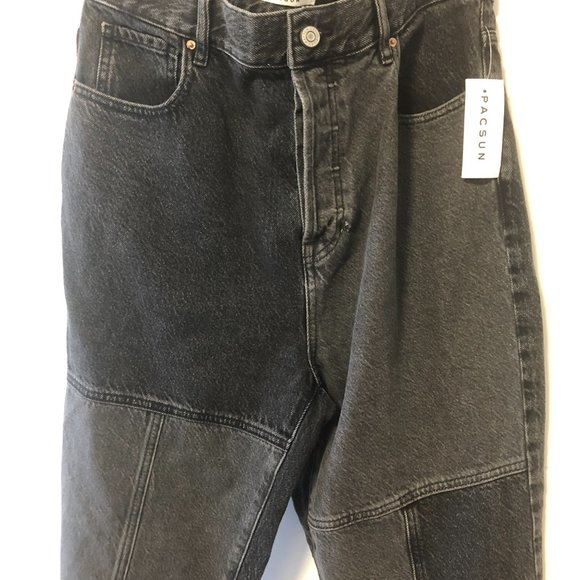 NWT PacSun Eco Two-Tone Black High Waisted Straight Leg Jeans (size 30) - Picture 3 of 8